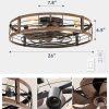 windphoto 26" Black Gold Caged Low Profile Ceiling Fan with Light and Remote | Flush Mount, Bladeless Enclosed Fandelier, 6 Speed, Quiet Powerful DC, Rustic,Farmhouse, Large, Bedroom, Kitchen, Indoor