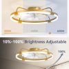 windphoto 24" Ceiling Fans with Lights and Remote, Low Profile Led Fan Light | Flush Mount, Stepless Dimmable Fandelier, 6 Speeds, 3 CCT, Quiet Reversible DC Motor, 2H Timer, Bedroom, Living Room, Gold