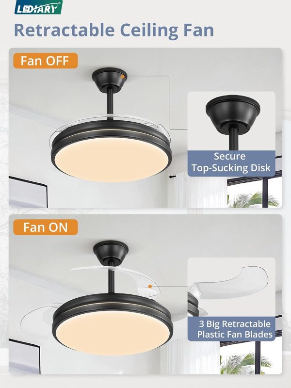 71WdE9ov1vL._AC_SL1500_.jpg windphoto Retractable Ceiling Fan with Lights and Remote & APP Control, 42 Inch Fandelier Ceiling Fan with Light, 6 Speed Dimmable Reversible Memory, Modern Silent Smart Fan for Bedroom Living Room