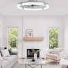 windphoto 24" Ceiling Fans with Lights, Low Profile Fandelier for Bedroom | Flush Mount Fan Light, Stepless Dimmable, App/Remote Control, 3 CCT Led, 6 Speeds, Quiet Reversible DC Motor, Grey