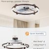 windphoto 24" Low Profile Ceiling Fans with Lights, APP & Remote, Brown | Flush Mount, Fandelier, 3000K-6000K, Dimmable LED, for Bedroom