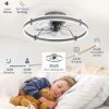 windphoto 24'' Modern Low Profile Ceiling Fans with Lights and Remote, Gray | 3000-6000K Dimmable LED, 6 Wind Speeds, Quiet Reversible DC Motor, Small Flush Mount Fandelier for Bedroom, Living Room