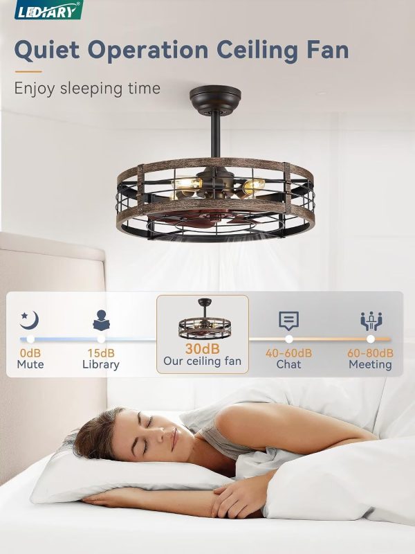 71XY-I2bjtL._AC_SL1500_.jpg windphoto 22 inch Caged Fandelier Ceiling Fan Light with Remote, Black Gold | 6 Speed Adjustable,Timing, Quiet & Powerful DC, Large, Farmhouse, Industrial, Enclosed, Bladeless, Bedroom, Kitchen, Downrod
