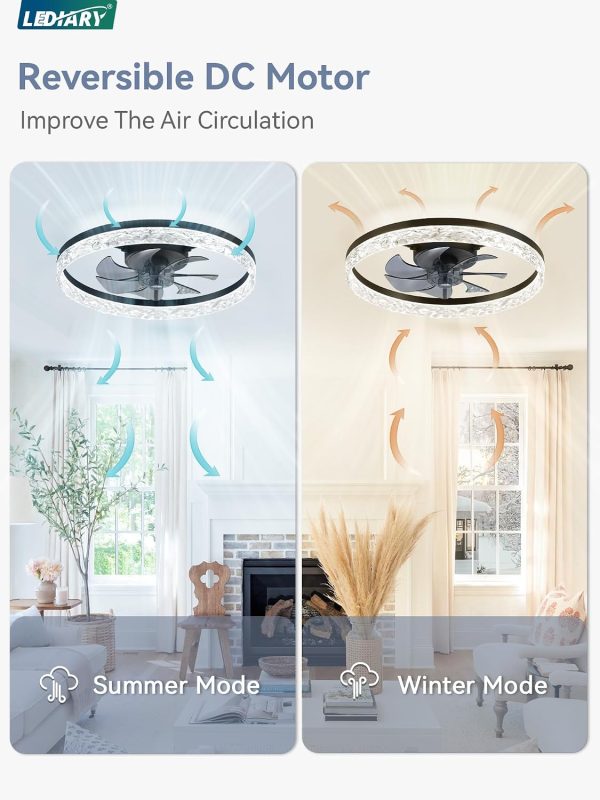 71XY6DA9hNL._AC_SL1500_.jpg windphoto 20" Modern Ceiling Fans with Lights and Remote, Black Fandelier | Dimmable Low Profile, Flush Mount Ceiling Fan, Stepless Color Temperature Change, 6 Speeds, Bedroom, Living Room, Kitchen