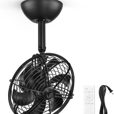 71XcooYcQ0L._AC_SL1500_.jpg windphoto 10 Inch Small Wall Mounted Fan with Remote Plug in Cord, Black | 6 Speed, Timing, Reversible, Adjustable Tilt, Indoor, Tabletop, Ceiling fan, Corner Fans, for Bedroom Gym Office Garage