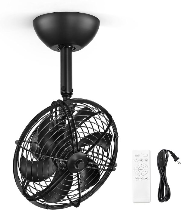 71XcooYcQ0L._AC_SL1500_.jpg windphoto 10 Inch Small Wall Mounted Fan with Remote Plug in Cord, Black | 6 Speed, Timing, Reversible, Adjustable Tilt, Indoor, Tabletop, Ceiling fan, Corner Fans, for Bedroom Gym Office Garage