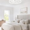 windphoto 26" Ceiling Fans with Lights and Remote, Low Profile Led Fan Light | Flush Mount, Stepless Dimmable Fandelier, 6 Speeds, 3 CCT, Quiet Reversible DC Motor, 2H Timer, Bedroom, Living Room, White