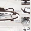 windphoto 24" Ceiling Fans with Lights and Remote, Low Profile Led Fan Light | Flush Mount, Stepless Dimmable Fandelier, 6 Speeds, 3 CCT, Quiet Reversible DC Motor, 2H Timer, Bedroom, Living Room, Brown