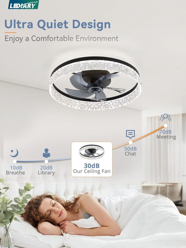 71YWL0xdIL._AC_SL1500_.jpg windphoto 22" Low Profile Ceiling Fans with Lights, APP & Remote, Black | Flush Mount, Fandelier, 3000K-6000K, Dimmable LED, for Bedroom