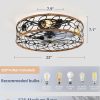 71Yhe7jvLL._AC_SL1500_.jpg windphoto 23" Caged Ceiling Fan with Light, Flush Mount Fandalier with Remote | Low Profile, Farmhouse Large, Bladeless Industrial, Quiet DC Motor, App Control for Bedroom, Kitchen, Dining Room, Walnut