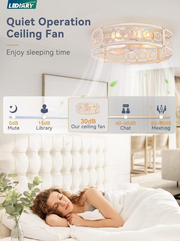 71Z3zLp4xFL._AC_SL1500_.jpg windphoto 20in Caged Low Profile Ceiling Fan Light with Remote White Gold | Flush Mount, Farmhouse, Bladeless Enclosed Fandelier, Small, 6 Speed, Quiet Powerful DC, Bedroom, Kitchen, Living Room,