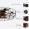 windphoto 26" Caged Farmhouse Ceiling Fans with Lights and Remote/App, Black | Flush Mount Bladeless Low Profile, Fandalier Large Rustic, Industrial Enclosed, Quiet & Powerful for Bedroom, Kitchen, Indoor