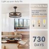 71ZA0c1rqL._AC_SL1500_.jpg windphoto 20 inch Fandelier Caged Ceiling Fan with Light and Remote, Walnut | 6 Speed Adjustable,Timing, Quiet & Powerful DC, Small, Farmhouse, Industrial, Enclosed, Bladeless, Bedroom, Kitchen, Downrod