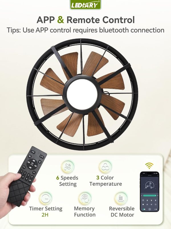 71ZO3S3XWqL._AC_SL1500_.jpg windphoto 20" Brown IP65 Waterproof Outdoor Ceiling Fan with Light for Patios | APP&Remote Control,6-Speeds,3CCT Dimmable,Reverse DC Motor, Suitable for 10' x 12' Area,for Gazebo,Porch