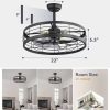 71Zd0x5b3AL._AC_SL1500_.jpg windphoto 22 inch Farmhouse Caged Ceiling Fan Light with Remote, Black | 6 Speed Adjustable,Timing, Quiet & Powerful DC, Large, Farmhouse, Industrial, Enclosed, Bladeless, Bedroom, Kitchen, Downrod