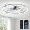windphoto 24" Low Profile Ceiling Fans with Lights, Remote/APP Control, Grey | Wider Airflow, Stepless Dimmable LED, Quiet Reversible DC Motor, 6 Speeds, 3CCT, Timer, Bedroom, Living Room, Kitchen