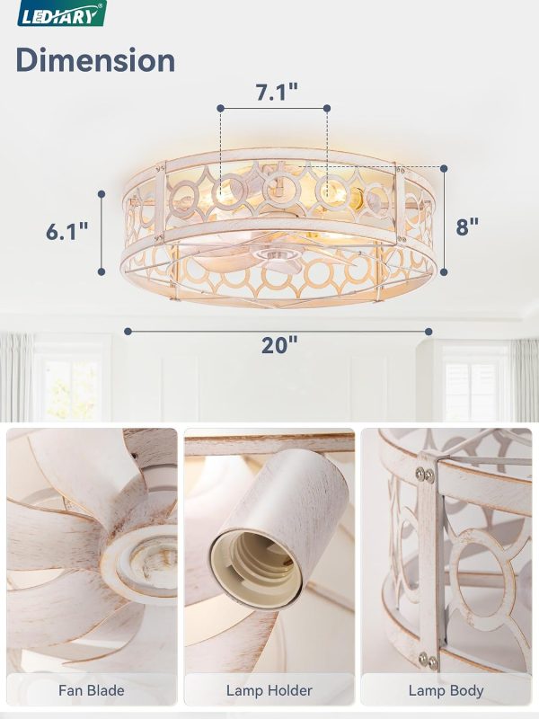 71ZrHSOfRlL._AC_SL1500_.jpg windphoto 20 inch Fandelier Caged Ceiling Fan with Light, Bladeless Ceiling Fan with Remote, Farmhouse Fan Lights Ceiling Fixtures for Kitchen, Bedroom, Outdoor(6 Speed, Timing)