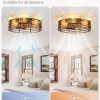 windphoto 20" Caged Low Profile Enclosed Ceiling Fan Light with Remote | Flush Mount, Bladeless Enclosed Fandelier, 6 Speed, Quiet Reversible DC, Rustic, Victorian, Rustic, Bedroom, Kitchen