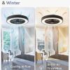 71aN0MqG-zL._AC_SL1500_.jpg windphoto 20 Inch Low Profile Bladeless Enclosed LED Ceiling Fan Light, Black | Flush Mount, Modern, 6 Speed Adjustable, 3000-6000K Dimmable, 3000LM, Indoor Bedroom Living Room, Remote/APP Control