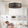 windphoto 20" Caged Farmhouse Ceiling Fan and Light with Remote, Black | Flush Mount, Bladeless Enclosed Fandelier, 6 Speed, Quiet Powerful DC, Rustic,Vintage, Rustic, Small, Bedroom, Kitchen