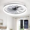 windphoto 23" Low Profile Ceiling Fans with Lights, APP & Remote, Grey | Flush Mount, Dimmable LED, Quiet DC Motor, Reversible, 6 Speeds, Fandelier, for Bedroom