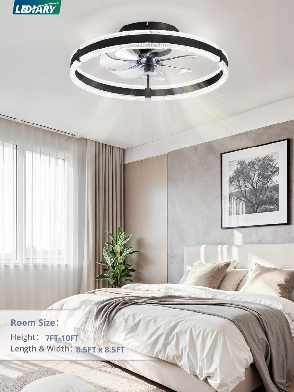 71aborEU8rL._AC_SL1500_.jpg windphoto Ceiling Fans with Lights and Remote, 20'' Low Profile Ceiling Fan with Light, 3000-6000K Dimmable Fandelier Ceiling Fans, Modern Flush Mount Fan Light for Bedroom with 6 Wind Speeds- Black | 3000-6000K Dimmable LED, 6 Wind Speeds, Quiet Reversible DC Motor, Small Flush Mount Fandelier for Bedroom, Living Room