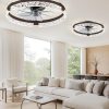 71afMKj0zfL._AC_SL1500_.jpg windphoto 2-Pack 20" Ceiling Fans with Lights, APP & Remote, Brown | Low Profile, Flush Mount, Fandelier, 3000K-6000K, Dimmable LED, for Bedroom