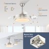 windphoto 42 Inch Retractable Ceiling Fans with Lights and Remote | Fandelier Ceiling Fans with LED Light, Modern Ceiling Fan, Stepless Color Changeable, Dimmable, Timer Setting, Brush Nickel