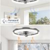 windphoto 20" Ceiling Fans with Lights, Low Profile Fandelier for Bedroom | Flush Mount Fan Light, Stepless Dimmable, App/Remote Control, 3 CCT Led, 6 Speeds, Quiet Reversible DC Motor, Grey
