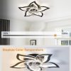 71bK94oQzSL._AC_SL1500_.jpg windphoto Flower Fandalier Ceiling Fan with Light, Modern Low Profile Small | 27 Inch Flush Mount, 3000-6000K Dimmable LED, Remote&App Control, Quiet DC Motor, for Bedroom, Living Room, Indoor, White