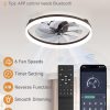 71bXxpQIpL._AC_SL1500_.jpg windphoto 23" Low Profile Ceiling Fans with Lights, APP & Remote, Brown | Flush Mount, Dimmable LED, Quiet DC Motor, Reversible, 6 Speeds, Fandelier, for Bedroom