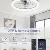 windphoto 20" Ceiling Fans with Lights and Remote for Bedroom, Grey | Low Profile Fan Light, 3000K-6000K Stepless Dimmable Fandelier, 6 Speed, Reversible DC Motor, APP & Remote Control, Low Noice