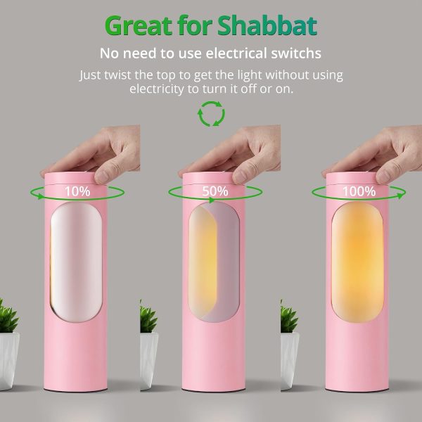 71c83oYHkTL._AC_SL1500_.jpg windphoto Pink Kosher Shabbos Table Lamp, T10 Bulb Included | Shabbat Light, Nightlight Function, 400LM Brightness, 4W Eqv 40W, Warm Light, Living Room, Bedroom, Home Decor