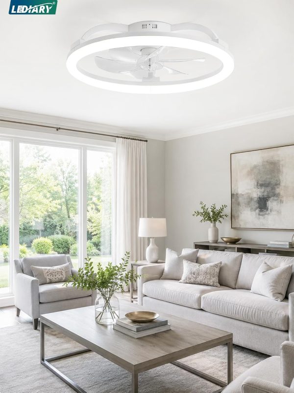 71cJSHBwf7L._AC_SL1500_.jpg windphoto 23" Ceiling Fans with Lights and Remote for Bedroom, White | Low Profile Fan Light, 3000K-6000K Stepless Dimmable Fandelier, 6 Speed, Reversible DC Motor, APP & Remote Control, Low Noice