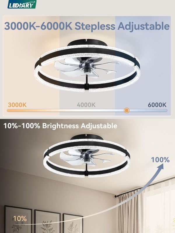 71cbgu7xGZL._AC_SL1500_.jpg windphoto Ceiling Fans with Lights and Remote, 20'' Low Profile Ceiling Fan with Light, 3000-6000K Dimmable Fandelier Ceiling Fans, Modern Flush Mount Fan Light for Bedroom with 6 Wind Speeds- Black | 3000-6000K Dimmable LED, 6 Wind Speeds, Quiet Reversible DC Motor, Small Flush Mount Fandelier for Bedroom, Living Room
