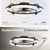 windphoto 24" Ceiling Fans with Lights, Low Profile Fandelier for Bedroom | Flush Mount Fan Light, Stepless Dimmable, App/Remote Control, 3 CCT Led, 6 Speeds, Quiet Reversible DC Motor, Black