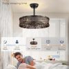 71d6DjmvJIL._AC_SL1500_.jpg windphoto 20" Caged Farmhouse Victorian Ceiling Fan with Light, Black Gold | Downrod, Bladeless Enclosed Fandelier, 6 Speed, Quiet Powerful DC, Rustic,Vintage, Rustic, Small, Bedroom, Kitchen