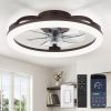 windphoto 20" Ceiling Fans with Lights and Remote for Bedroom, Brown | Low Profile Fan Light, 3000K-6000K Stepless Dimmable Fandelier, 6 Speed, Reversible DC Motor, APP & Remote Control, Low Noice