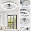 windphoto 20" Ceiling Fans with Lights and Remote for Bedroom, Grey | Low Profile Fan Light, 3000K-6000K Stepless Dimmable Fandelier, 6 Speed, Reversible DC Motor, APP & Remote Control, Low Noice