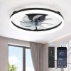 windphoto 20" Low Profile Ceiling Fans with Lights, APP & Remote, Black | Flush Mount, Dimmable LED, Quiet DC Motor, Reversible, 6 Speeds, Fandelier, for Bedroom