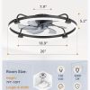 windphoto 26" Ceiling Fans with Lights and Remote, Low Profile Led Fan Light | Flush Mount, Stepless Dimmable Fandelier, 6 Speeds, 3 CCT, Quiet Reversible DC Motor, 2H Timer, Bedroom, Living Room, Black