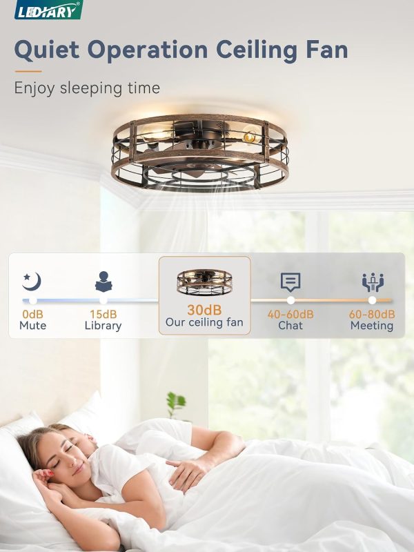71eZVklYQjL._AC_SL1500_.jpg windphoto 23" Black Gold Caged Low Profile Ceiling Fan with Light and Remote | Flush Mount, Bladeless Enclosed Fandelier, 6 Speed, Quiet Powerful DC, Rustic,Farmhouse, Small, Bedroom, Kitchen, Indoor