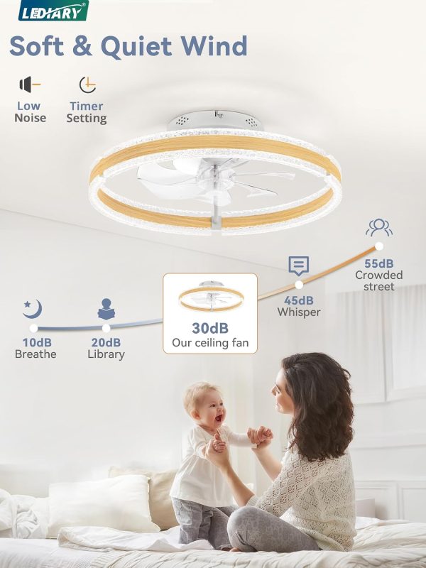 71eemdujs7L._AC_SL1500_.jpg windphoto Ceiling Fans with Lights and Remote, 20'' Low Profile Ceiling Fan with Light, 3000-6000K Dimmable Fandelier Ceiling Fans, Modern Flush Mount Fan Light for Bedroom with 6 Wind Speeds-Wood Grain | 3000-6000K Dimmable LED, 6 Wind Speeds, Quiet Reversible DC Motor, Small Flush Mount Fandelier for Bedroom, Living Room