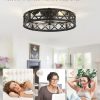 windphoto 23" Caged Farmhouse Ceiling Fan with Light, Flush Mount, Black | Remote&APP Control, Large Low Profile, Rustic Fandaliers, Industrial Bladeless Enclosed, Powerful Motor for Bedroom, Kitchen