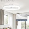 windphoto 20" Low Profile Ceiling Fans with Lights, APP & Remote, White | Flush Mount, Dimmable LED, Quiet DC Motor, Reversible, 6 Speeds, Fandelier, for Bedroom