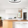 windphoto 20" Low Profile Ceiling Fans with Lights, APP & Remote, Brown | Flush Mount, Dimmable LED, Quiet DC Motor, Reversible, 6 Speeds, Fandelier, for Bedroom