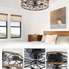 71fF8r20kBL._AC_SL1500_.jpg windphoto 20" Caged Ceiling Fan with Light, Flush Mount Fandalier with Remote | Low Profile, Farmhouse Small, Bladeless Industrial, Quiet DC Motor, App Control for Bedroom, Kitchen, Dining Room, Walnut