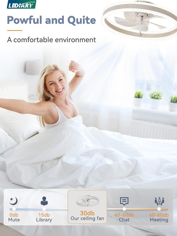 71fHWLi-F3L._AC_SL1500_.jpg windphoto Low Profile Ceiling Fans with Lights, Flush Mount Modern Ceiling Fan and Remote Control, 19.7" LED Ceiling Fans, Stepless Dimmable 3 Colors and 6 Speeds - White