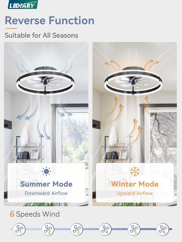 71frU4ueJNL._AC_SL1500_.jpg windphoto Ceiling Fans with Lights and Remote, 20'' Low Profile Ceiling Fan with Light, 3000-6000K Dimmable Fandelier Ceiling Fans, Modern Flush Mount Fan Light for Bedroom with 6 Wind Speeds- Black | 3000-6000K Dimmable LED, 6 Wind Speeds, Quiet Reversible DC Motor, Small Flush Mount Fandelier for Bedroom, Living Room
