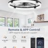 windphoto 24" Ceiling Fans with Lights, Low Profile Fandelier for Bedroom | Flush Mount Fan Light, Stepless Dimmable, App/Remote Control, 3 CCT Led, 6 Speeds, Quiet Reversible DC Motor, Black